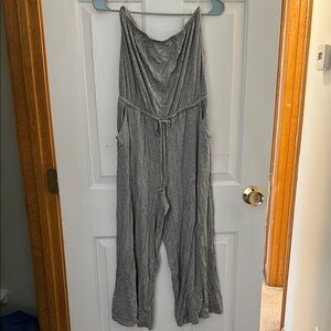 Cherish Gray Strapless Jumpsuit with Sweetheart Neckline